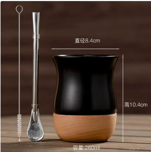 Mate de cerámica anti-quemaduras con pajita de acero inoxidable, taza especial para yerba mate, para el hogar y la oficina.
