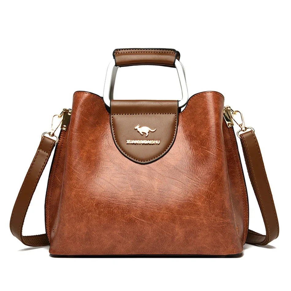 Bolso pequeño de mano de 3 capas de la marca Brand, de piel aceitada, bolsos de lujo para mujer, bolsos de hombro y bandolera de diseñador para mujer.