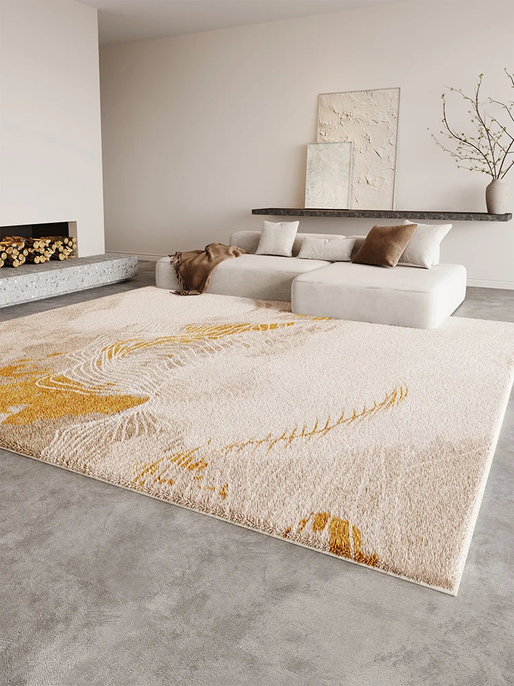 Alfombra de aseo suave y mullida, estilo crema, para sala de estar, alfombra grande para dormitorio, alfombra de suelo gruesa y afelpada.