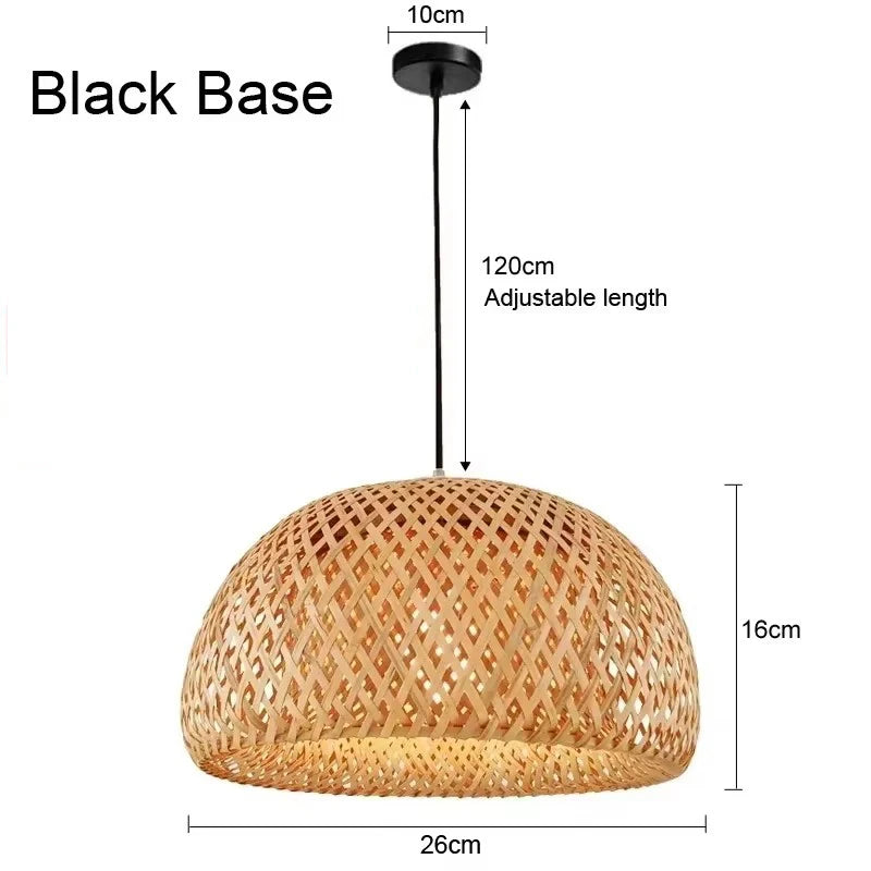 Lámpara colgante de bambú de última moda, luces de techo de ratán y mimbre, trenzado tejido a mano, suspendida, para el hogar y el comedor, decoración interior trenzada.