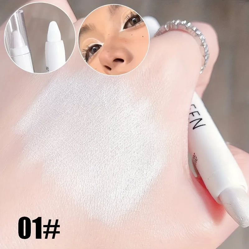 1 barra iluminadora brillante, lápiz de sombra de ojos blanco con purpurina para ojos brillantes, iluminador de maquillaje con efecto deslumbrante.