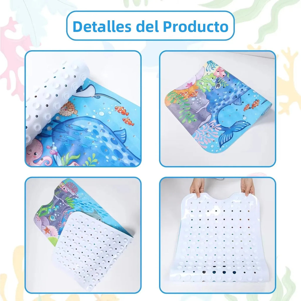 Alfombrilla de baño para bebé, antideslizante, para bañera, para niños pequeños, 40x10 cm, extralarga, con diseño de dibujos animados, con ventosas.