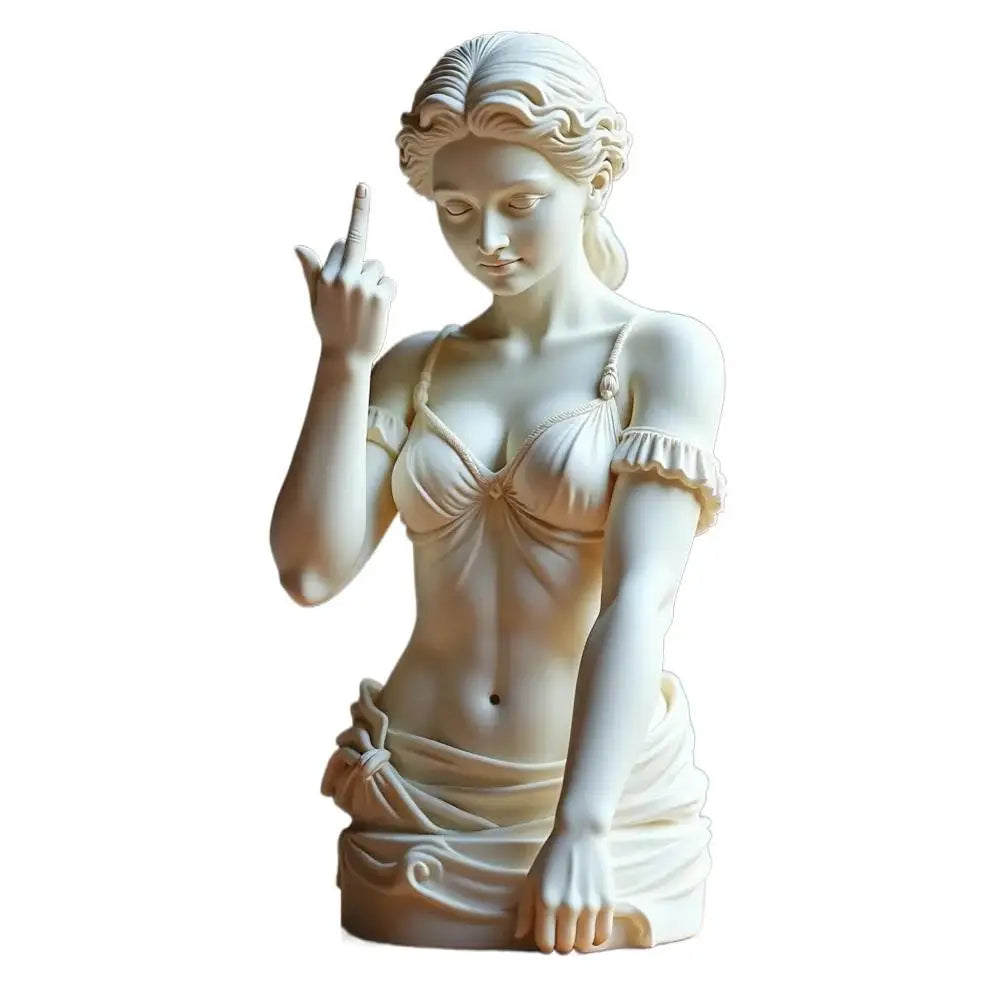 Estatua divertida de resina de la diosa vienesa con el dedo medio, decoraciones personalizadas para el hogar, el jardín, la oficina y la mesa. Regalos especiales.