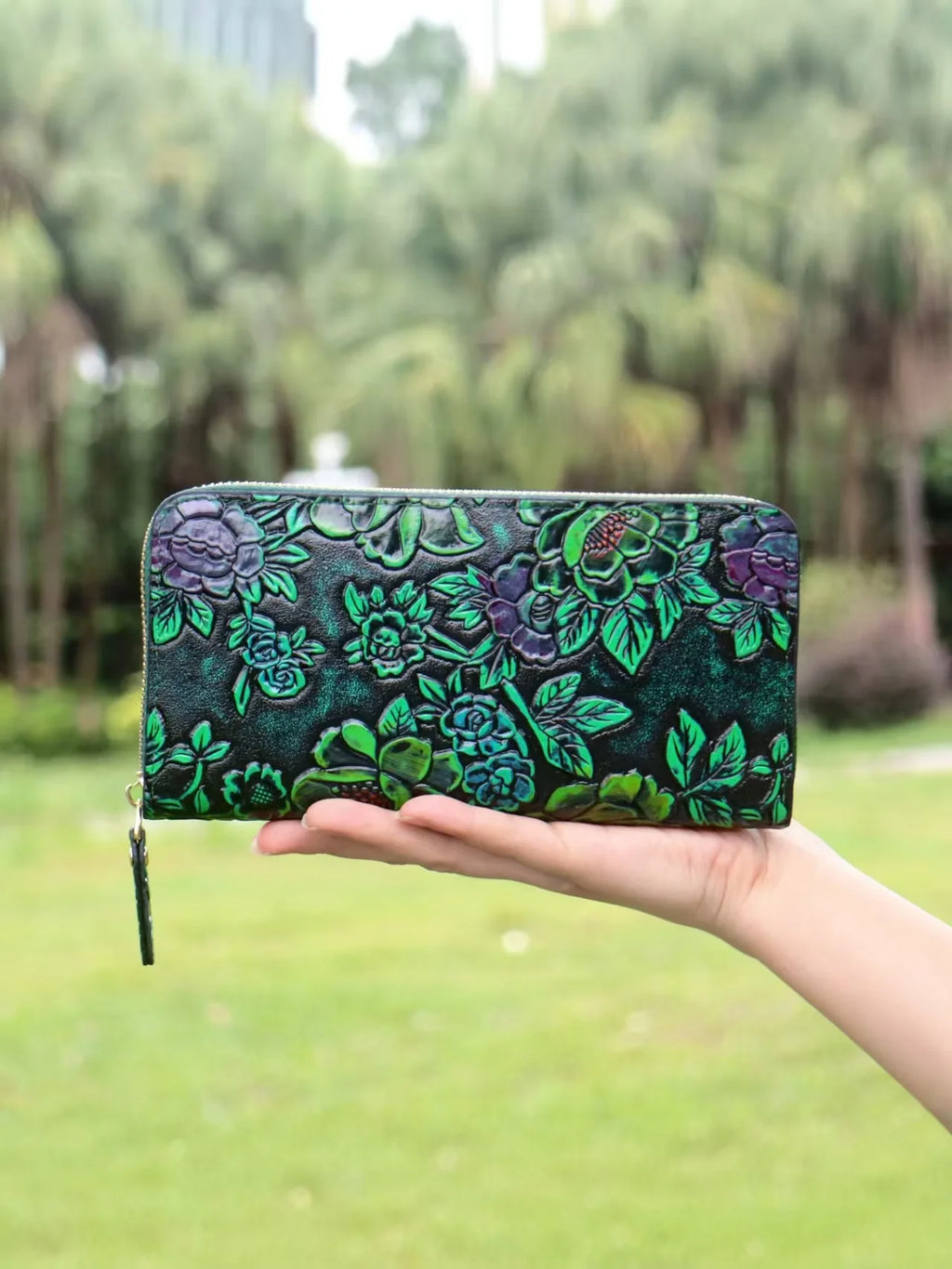 Cartera larga de lujo de diseño vintage, estilo bohemio, versátil, tarjetero, cartera multifuncional para mujer, estuche portátil para tarjetas.