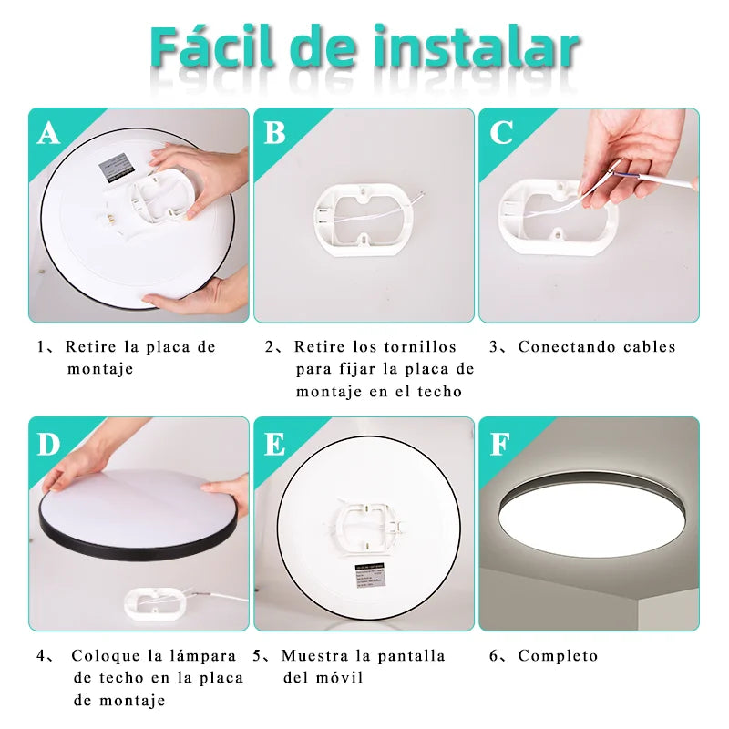 Lámpara de techo LED impermeable para baño, luces de techo redondas de 18W, 30W y 40W para cocina, sala de estar y baño, 220V