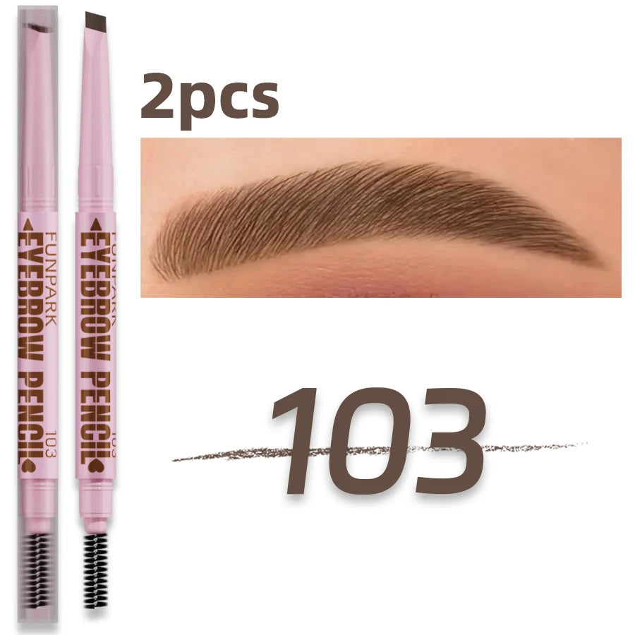 Lápiz de cejas 2 en 1, maquillaje profesional para mujer, 5 colores, resistente al agua, pincel para tatuaje de cejas, larga duración.