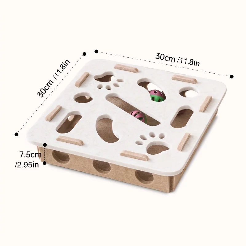 Juguete interactivo de fieltro para gatos con forma de rompecabezas, caja de juguetes con laberinto, túnel, campana y pelota. Juguete de entretenimiento para gatos para interiores.