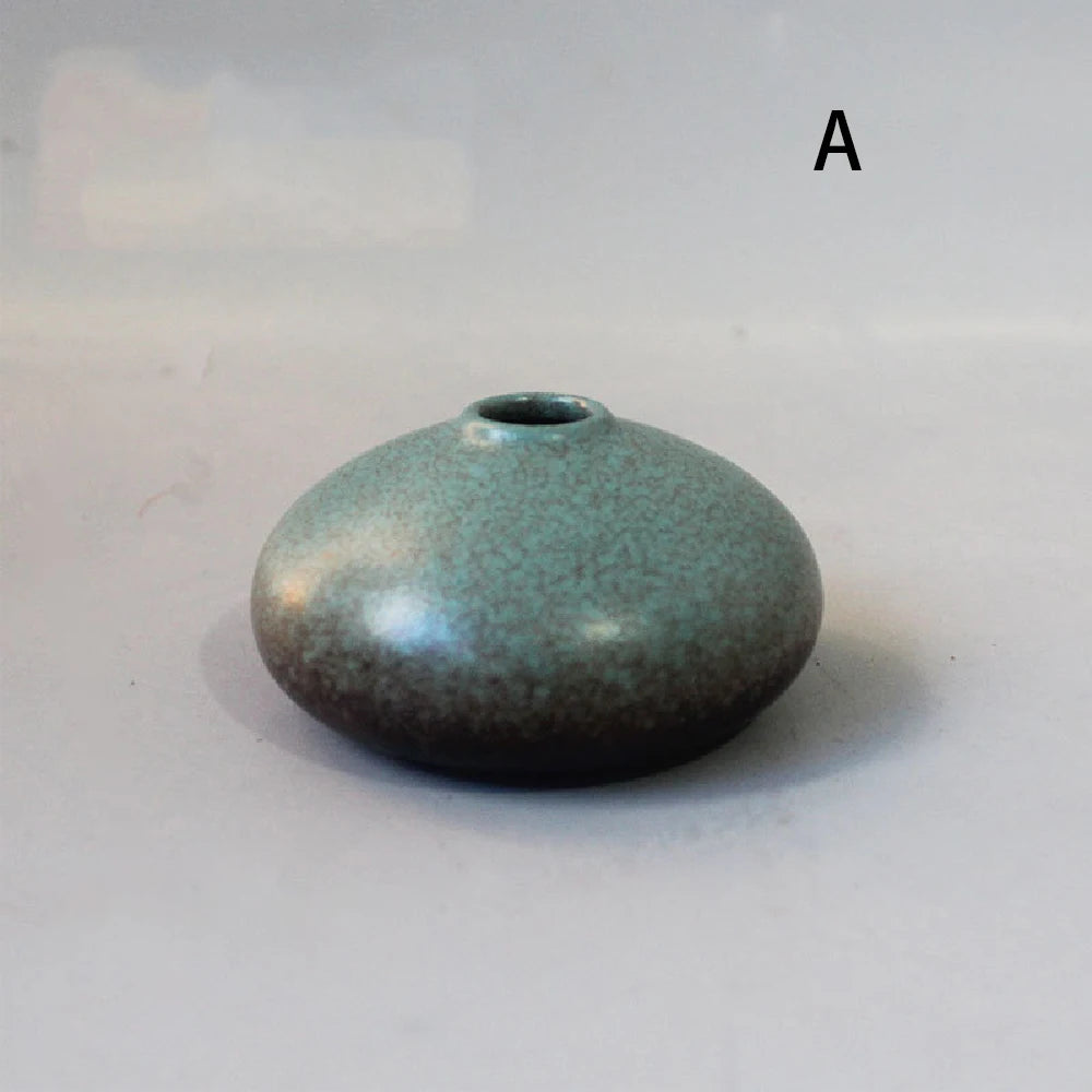 Jarrón pequeño de cerámica para flores, decoración del hogar, artesanías, adorno de mesa, sencillez, decoración de estilo japonés.