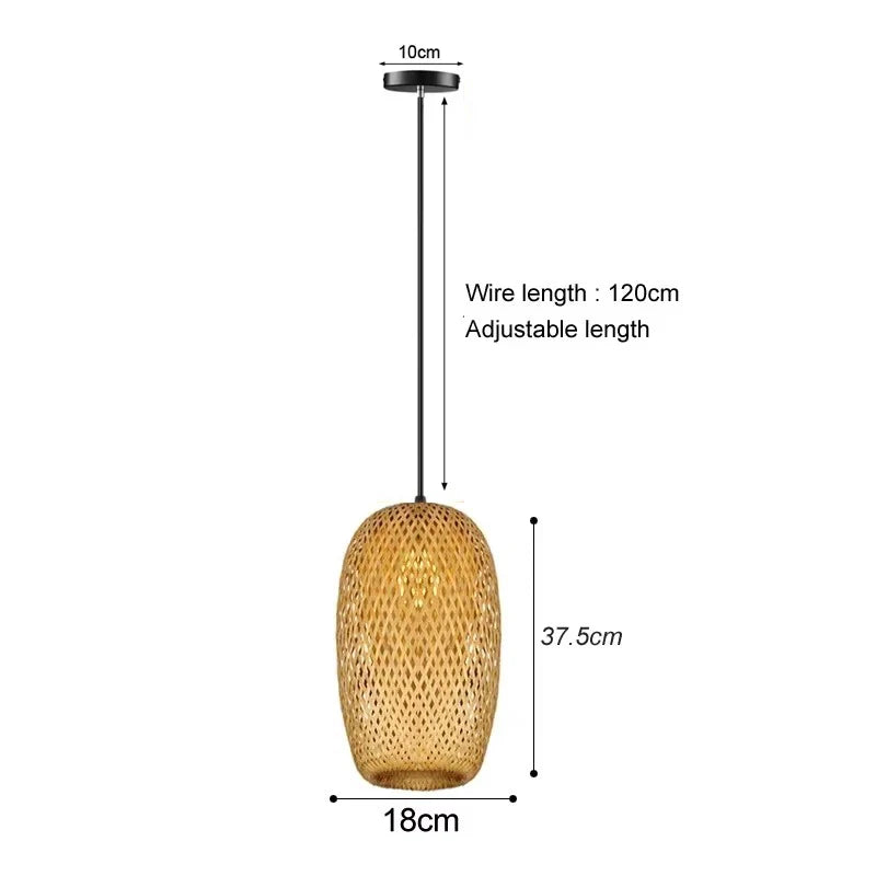 Lámpara colgante de bambú de última moda, luces de techo de ratán y mimbre, trenzado tejido a mano, suspendida, para el hogar y el comedor, decoración interior trenzada.
