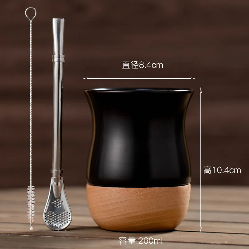 Mate de cerámica anti-quemaduras con pajita de acero inoxidable, taza especial para yerba mate, para el hogar y la oficina.