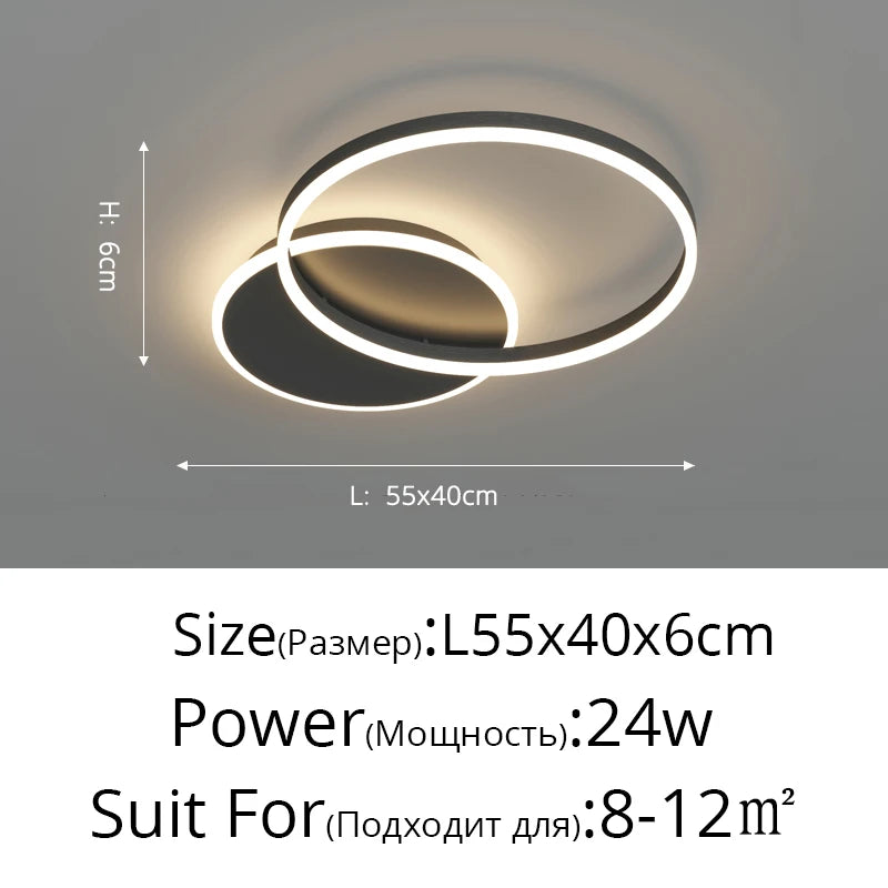 Lámparas de techo LED nórdicas modernas de lujo con anillos redondos para decoración del hogar, ideales para cocina, sala de estar, comedor y dormitorio infantil.