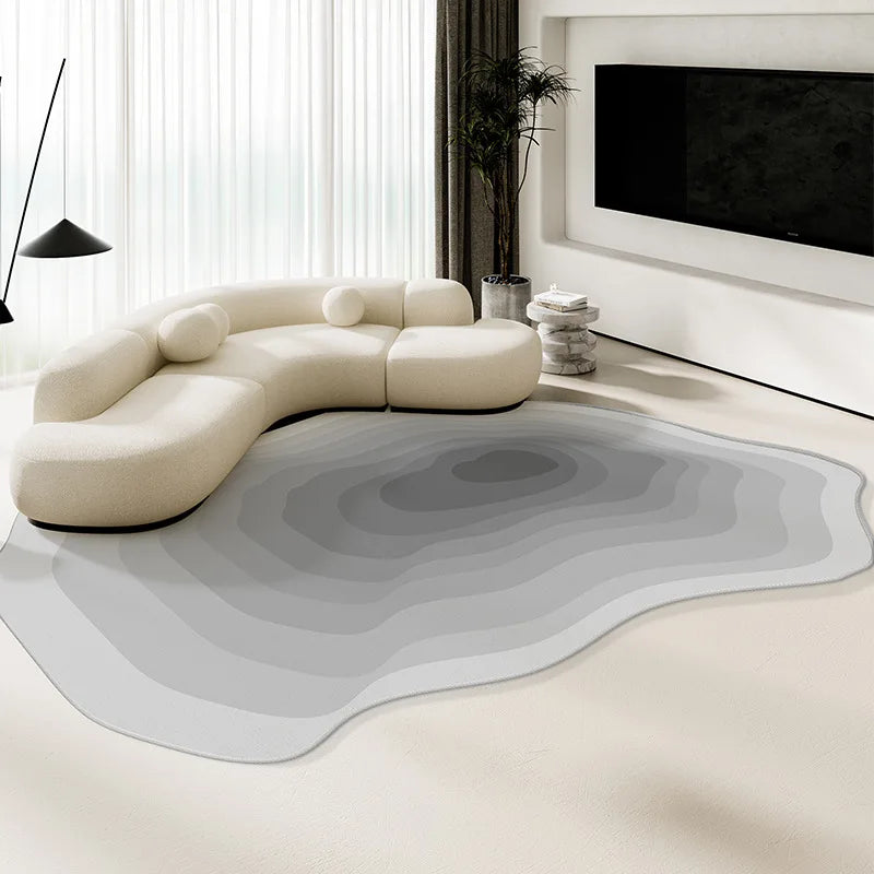 Alfombra de terciopelo irregular estilo crema para sala de estar, alfombra antideslizante de cobertura total para sofá o mesa de centro, fácil mantenimiento, decoración del hogar.