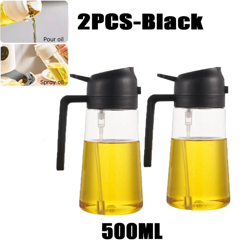 Botella pulverizadora de aceite de 200/300/500 ml para barbacoa, cocina, aceite de oliva, pulverizador de aceite de plástico para hornear, botella vacía, botella de vinagre o pincel de aceite