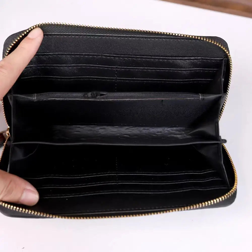 Cartera larga de lujo de diseño vintage, estilo bohemio, versátil, tarjetero, cartera multifuncional para mujer, estuche portátil para tarjetas.