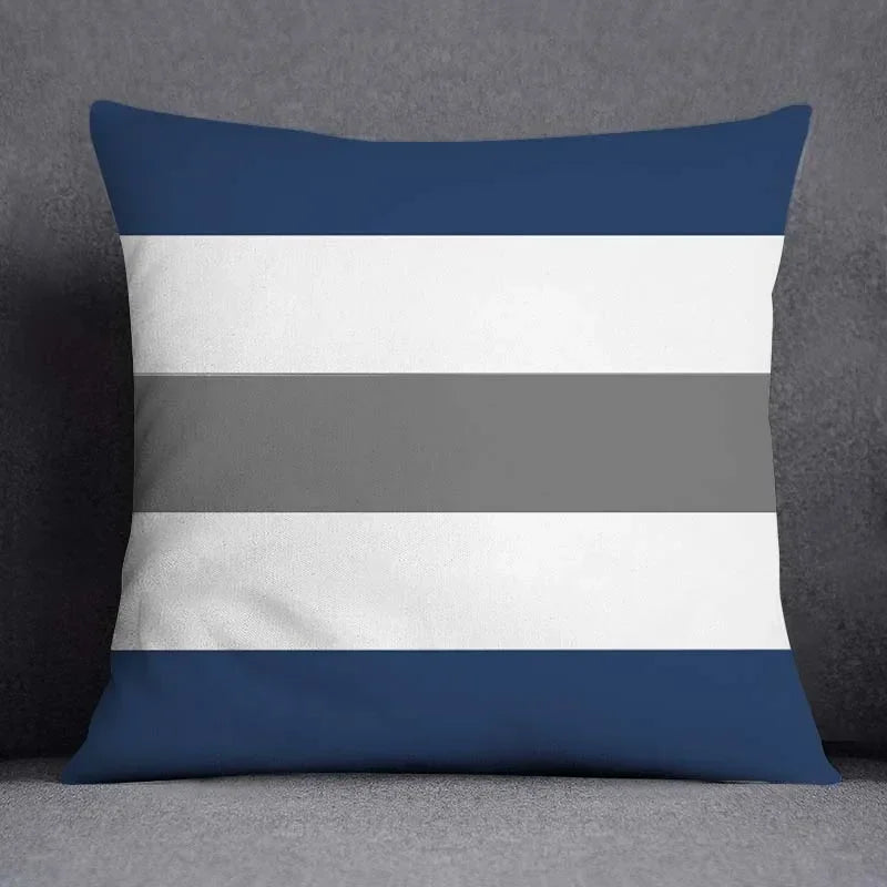 Funda de cojín de 45x45 cm con estampado geométrico, poliéster, azul grisáceo, funda de almohada para sofá, cojín decorativo, funda de almohada para el hogar