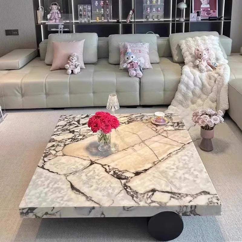 Italian Calacatta Square Coffee Table, Minimalist Luxury for All Spaces, Heat & Scratch Resistant, Customizable