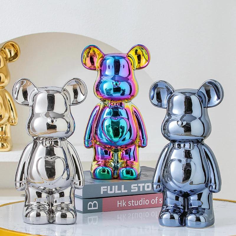 17/27/cm Oso estético Ladrillo Estatua de cerámica Oso de peluche decoración figura de acción Esculturas Adorno para habitación Decoración del hogar Manualidades