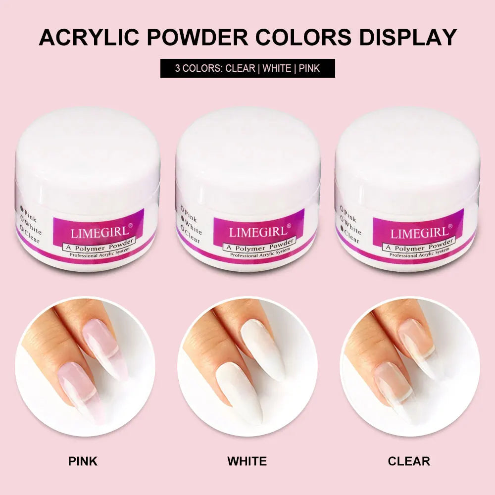 Polvo acrílico para uñas y monómero líquido para decoración de uñas, kit de manicura, purpurina de cristal para uñas, puntas de uñas 3D, herramientas para esculpir uñas