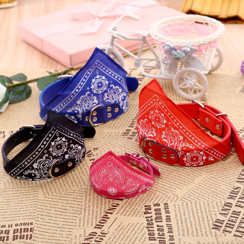 Collar PU para perros y gatos con bufanda para perros pequeños y medianos Chihuahua Corgi Cachorros Collares ajustables Suministros para mascotas accesorios para perros