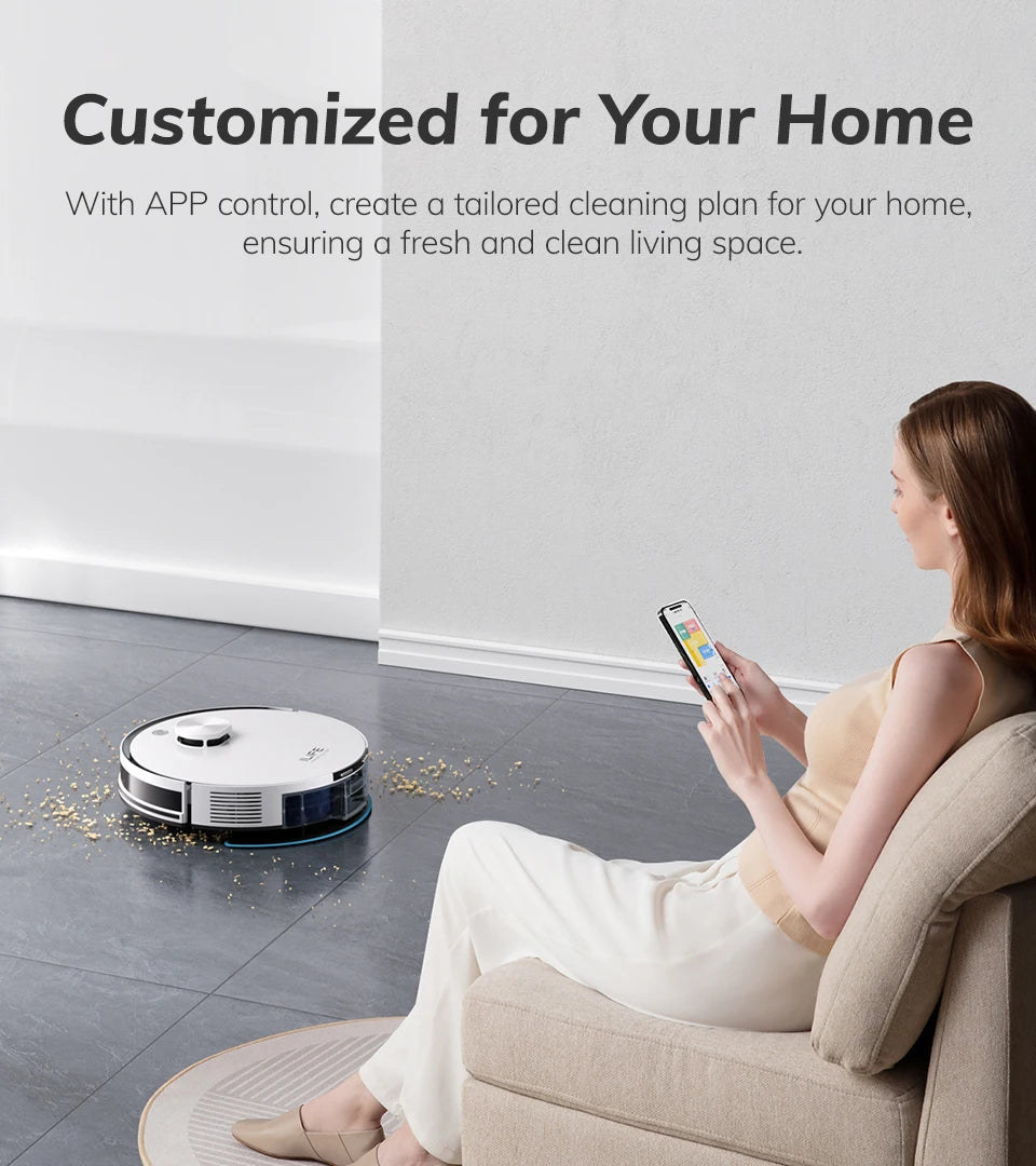 ILIFE A30 PRO, aspiradora y fregona robot con potencia de succión de 5000 Pa, vaciado automático, capacidad para 60 días, control por aplicación/mando a distancia, autonomía de 180 minutos.