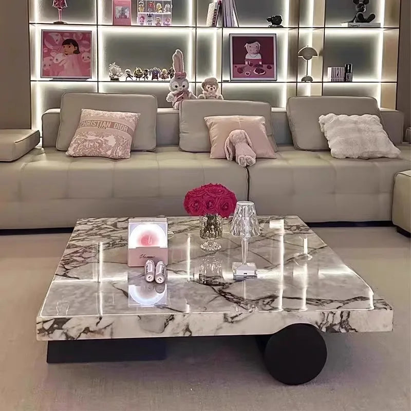 Italian Calacatta Square Coffee Table, Minimalist Luxury for All Spaces, Heat & Scratch Resistant, Customizable