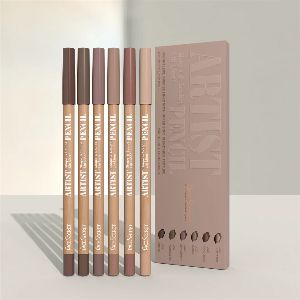 Set de 6 delineadores de labios en formato lápiz, 6 colores, resistentes al agua y al sudor, no se desvanecen fácilmente, no se adhieren a la taza, color nude.