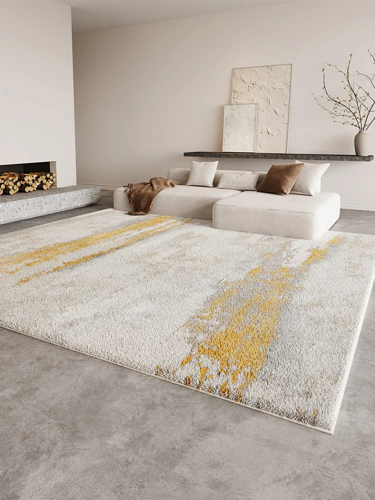Alfombra de aseo suave y mullida, estilo crema, para sala de estar, alfombra grande para dormitorio, alfombra de suelo gruesa y afelpada.