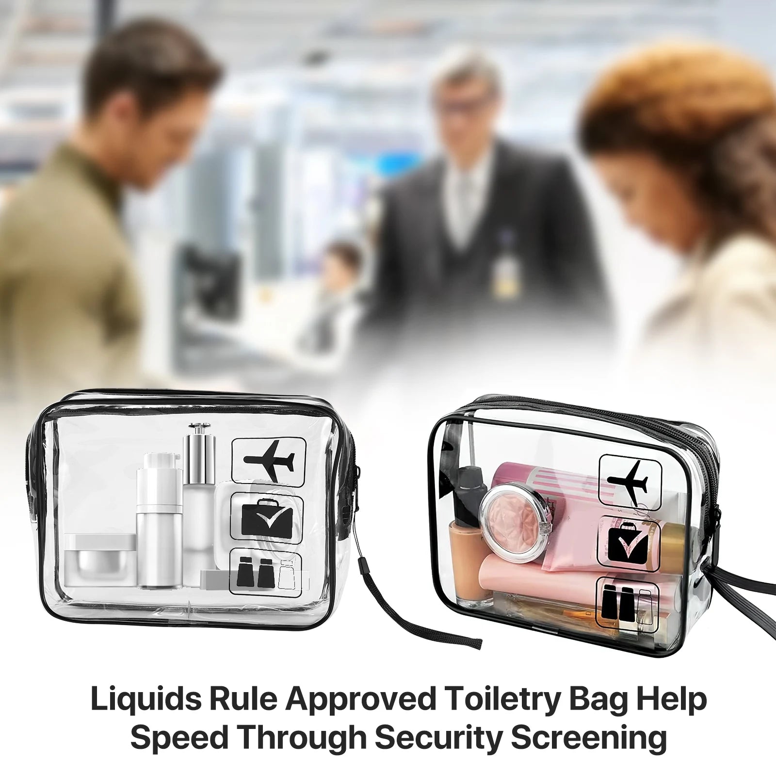 2 neceseres de viaje transparentes para líquidos, equipaje de mano aprobado por la TSA, neceser de maquillaje y cosméticos, bolsa que cumple con las normas de los aeropuertos.