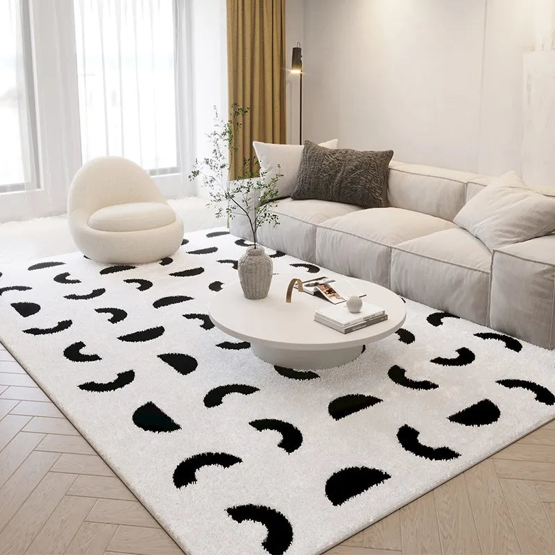 Alfombra de felpa de estilo nórdico para sala de estar, con diseño de arte abstracto, ideal para dormitorio. Alfombra suave de líneas sencillas y gruesa para el hogar.