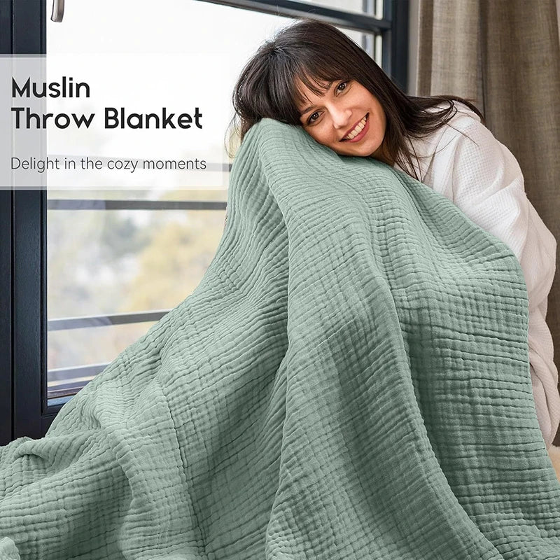 Manta Battilo 100% algodón muselina para sofá, 6 capas, transpirable, ligera, estilo bohemio, ideal para sofá cama, mantas grandes de verano.