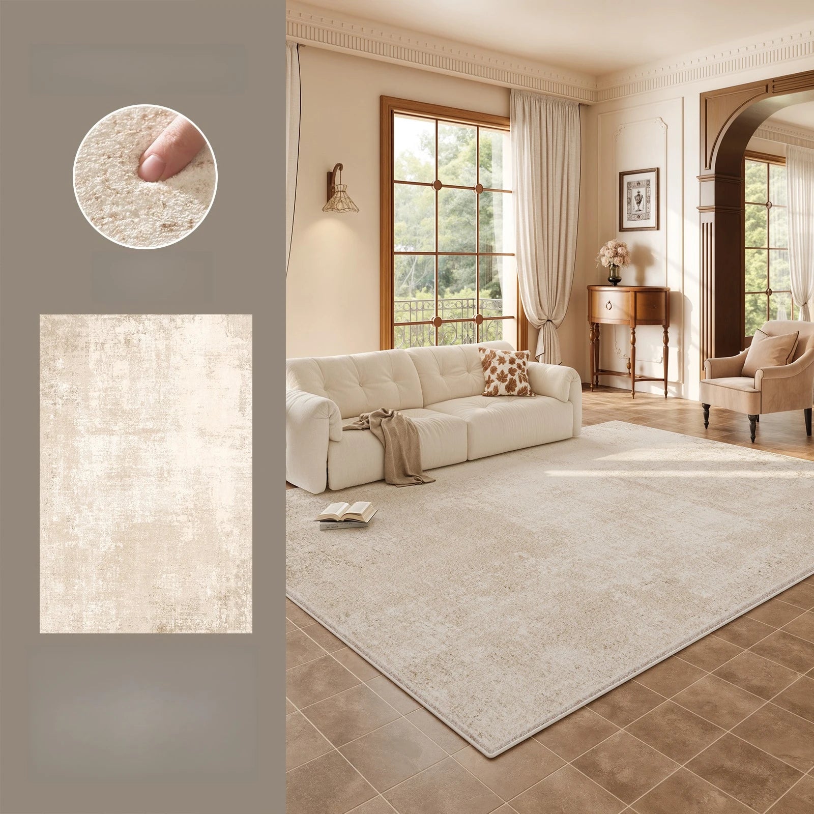 Alfombra de gran tamaño para sala de estar, alfombra gruesa y mullida de estilo moderno para dormitorio, alfombra suave y esponjosa para estudio, alfombra lavable para el hogar.