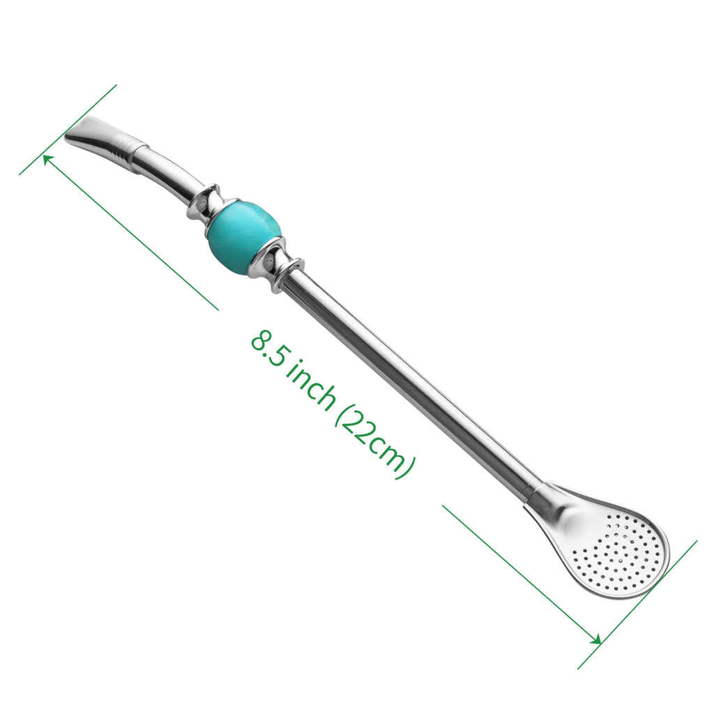 Juego de bombillas de acero inoxidable para té de yerba mate, pajitas reutilizables con filtro y cuchara, accesorio para bebidas de bar.