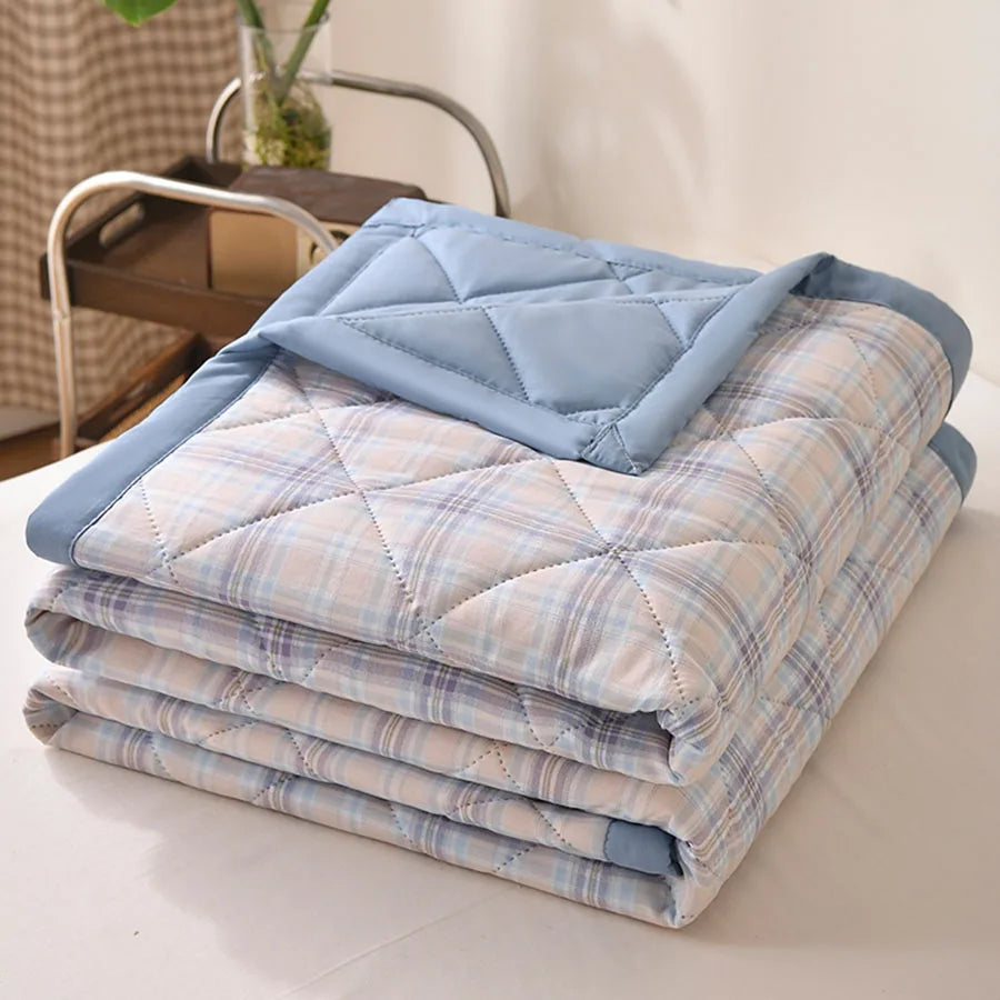 Edredón delgado de verano, suave, para aire acondicionado, para las cuatro estaciones, lavable a máquina, manta individual o doble, edredón acolchado ultrasónico