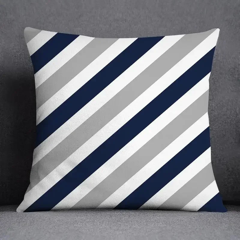 Funda de cojín de 45x45 cm con estampado geométrico, poliéster, azul grisáceo, funda de almohada para sofá, cojín decorativo, funda de almohada para el hogar