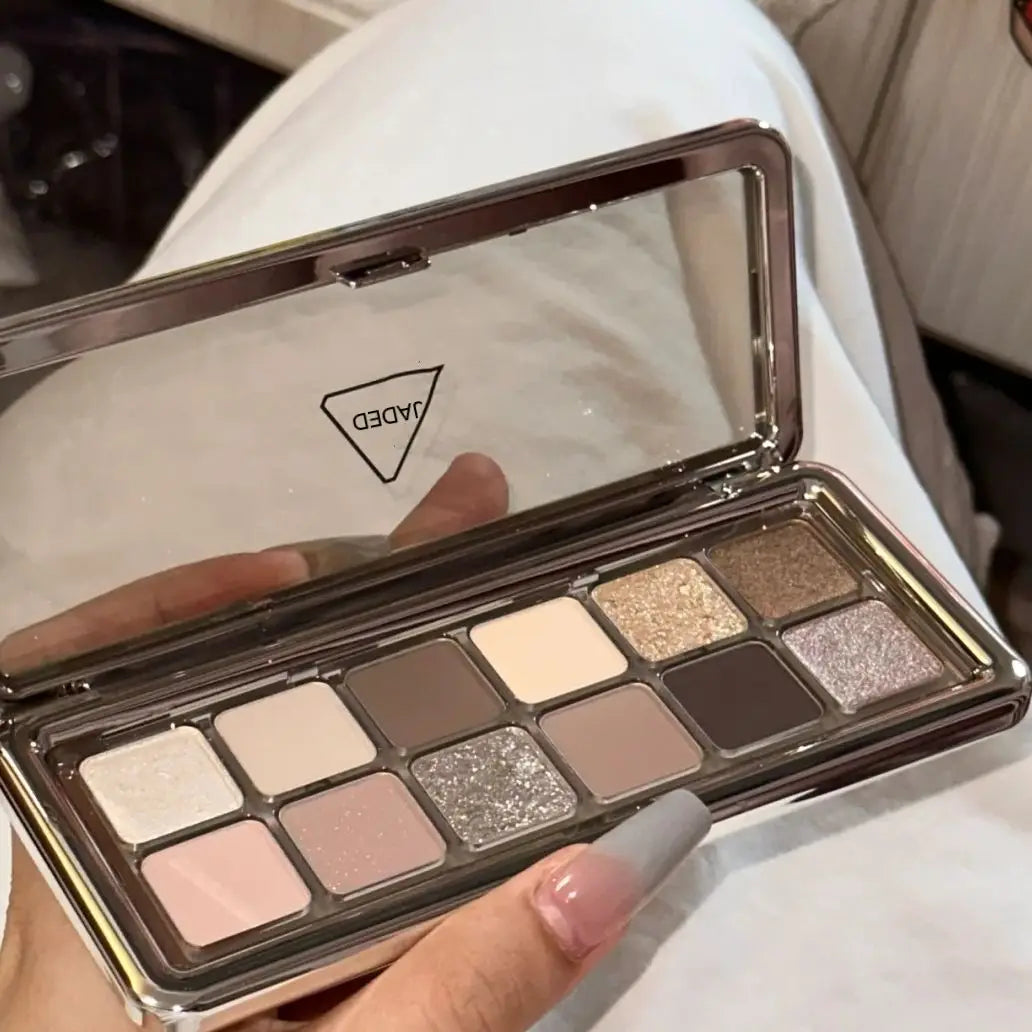 Plato de sombras de ojos de 12 colores, sombras de ojos mate perladas, para principiantes en maquillaje.
