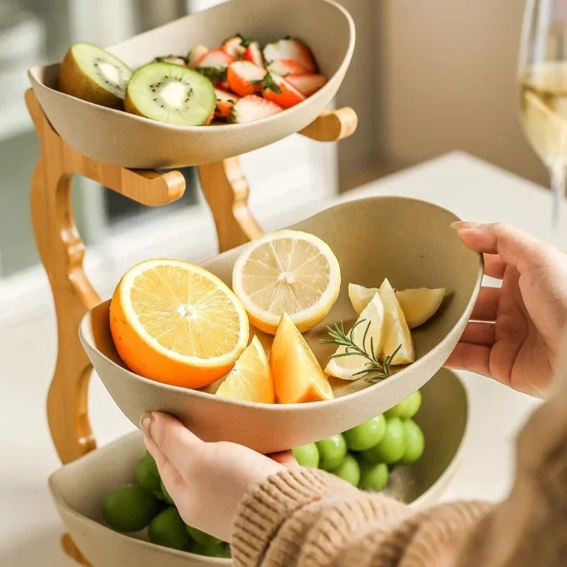 Plato de frutas de 2/3 capas para sala de estar, plato de plástico para aperitivos, cesta de frutas secas moderna y creativa, plato de dulces, soporte para pasteles, ensaladera.