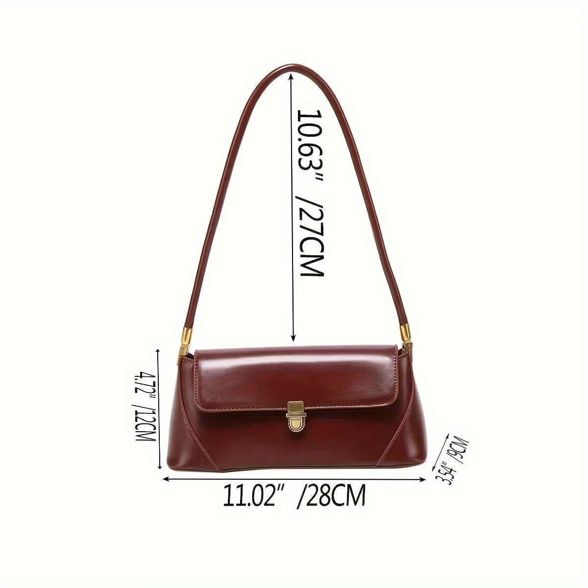 Bolso de mujer vintage, bolso de hombro de material PU, bolso tipo baguette francés, bolso de mano para el brazo, bolso de viaje Hundred