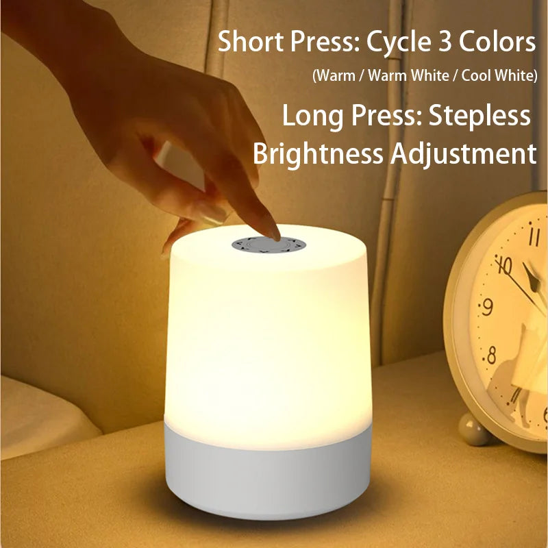 Lámparas de noche LED para mesita de noche, 3 colores, regulables, recargables, para escritorio, iluminación decorativa para dormitorio, lámparas de mesa táctiles para lectura.
