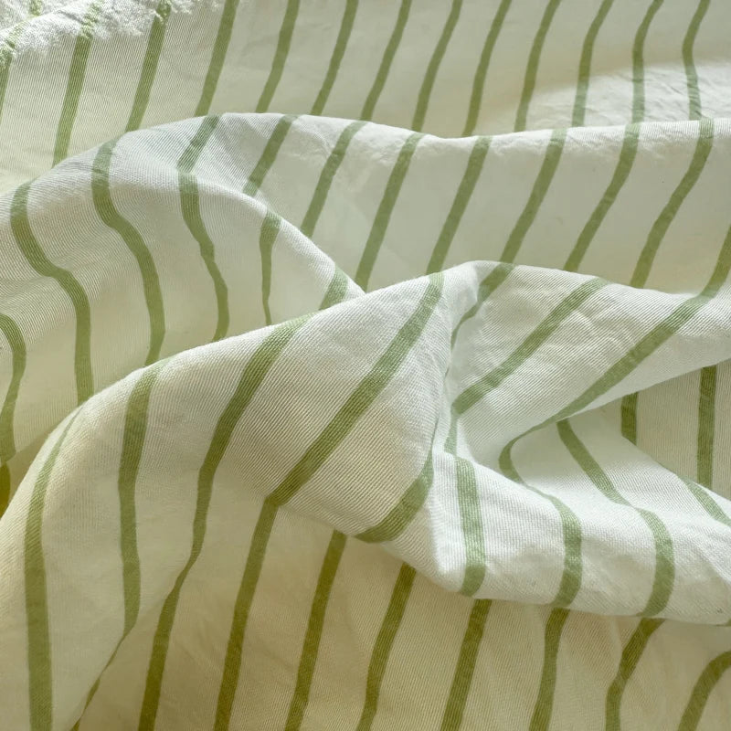 Juego de funda nórdica de algodón lavado, juego de edredón estilo nórdico minimalista, juego de cama gris a rayas, juego de ropa de cama textil para el hogar, sábanas 2025