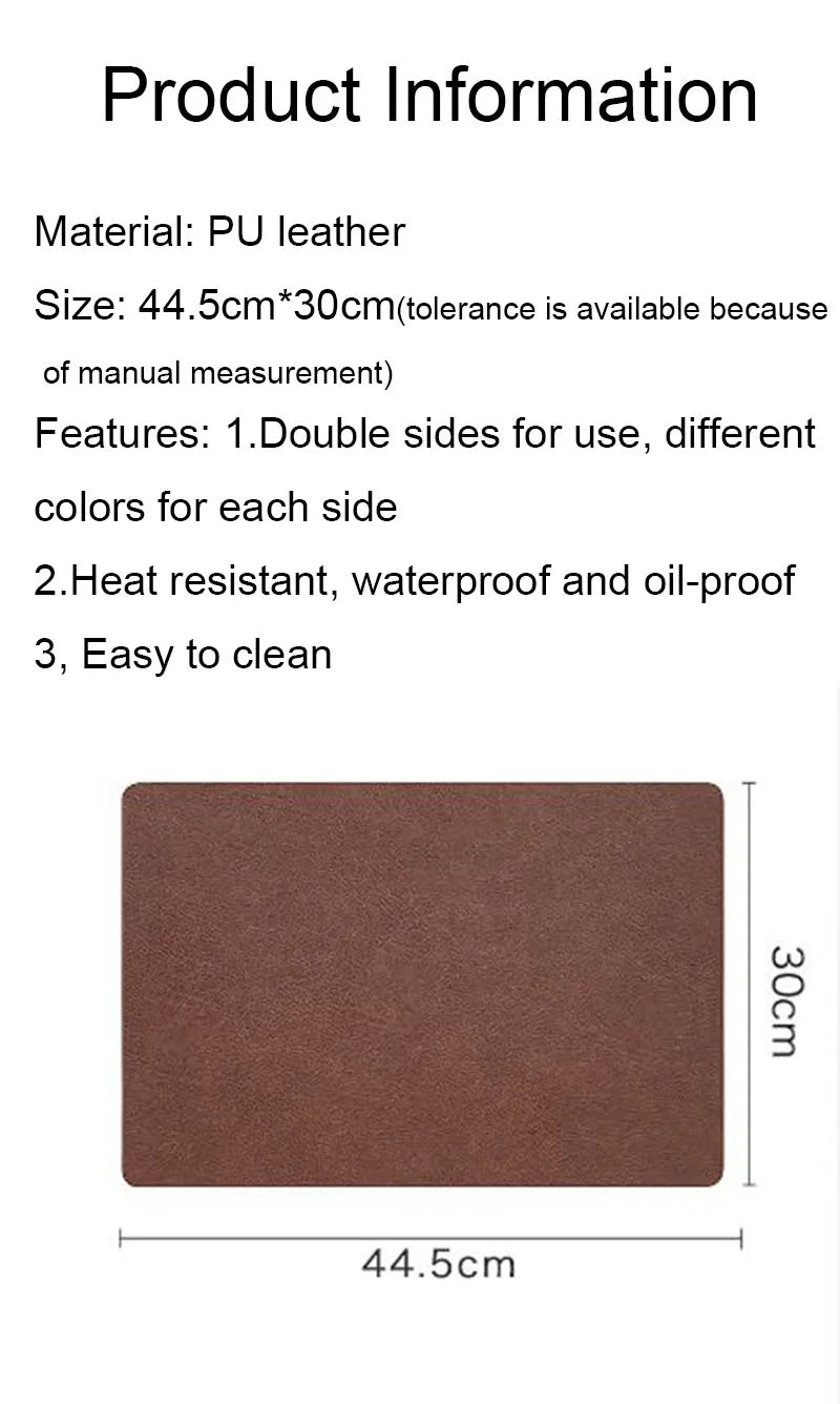 Manteles individuales de cuero de doble cara para cocina, manteles individuales resistentes al calor para mesa de comedor, posavasos, escurridor de platos