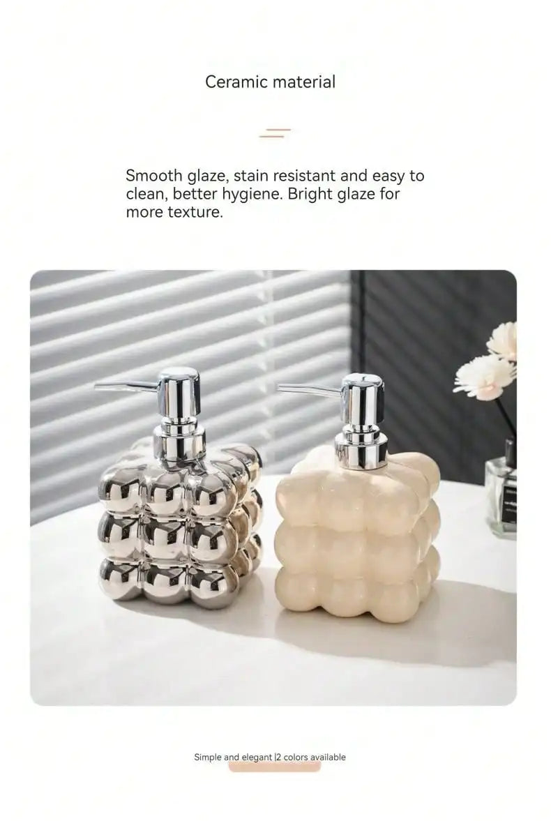 Dispensador de jabón líquido de 300 ml con dosificador de presión, botella separada, accesorios de baño, dispensador de champú y gel de ducha de cerámica para el hogar.