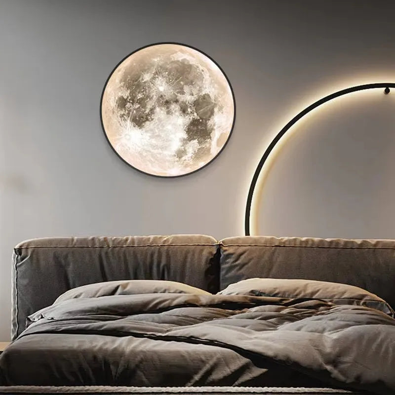 Lámpara de pared LED de luna nórdica, lámpara de techo creativa, lámpara de araña UNIVERSAL regulable continua, decoración del h