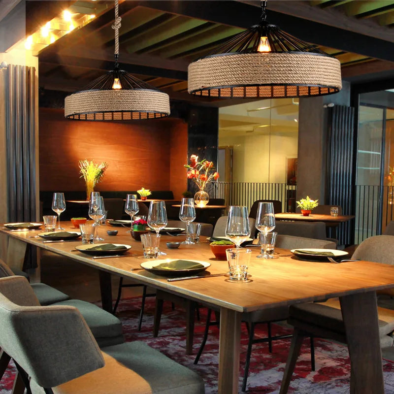 Lámpara colgante de bambú de última moda, luces de techo de ratán y mimbre, trenzado tejido a mano, suspendida, para el hogar y el comedor, decoración interior trenzada.