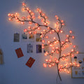 Guirnalda de ramas de cerezo con luces LED, 72/96 luces LED, ramitas de sauce y flores de durazno, ideal para fiestas en interiores, paredes, puertas y ventanas.