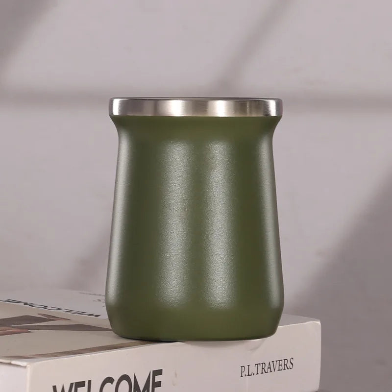 Mate de doble pared con diseño creativo de Sudamérica, termo de 240 ml (8 oz) para  mate.