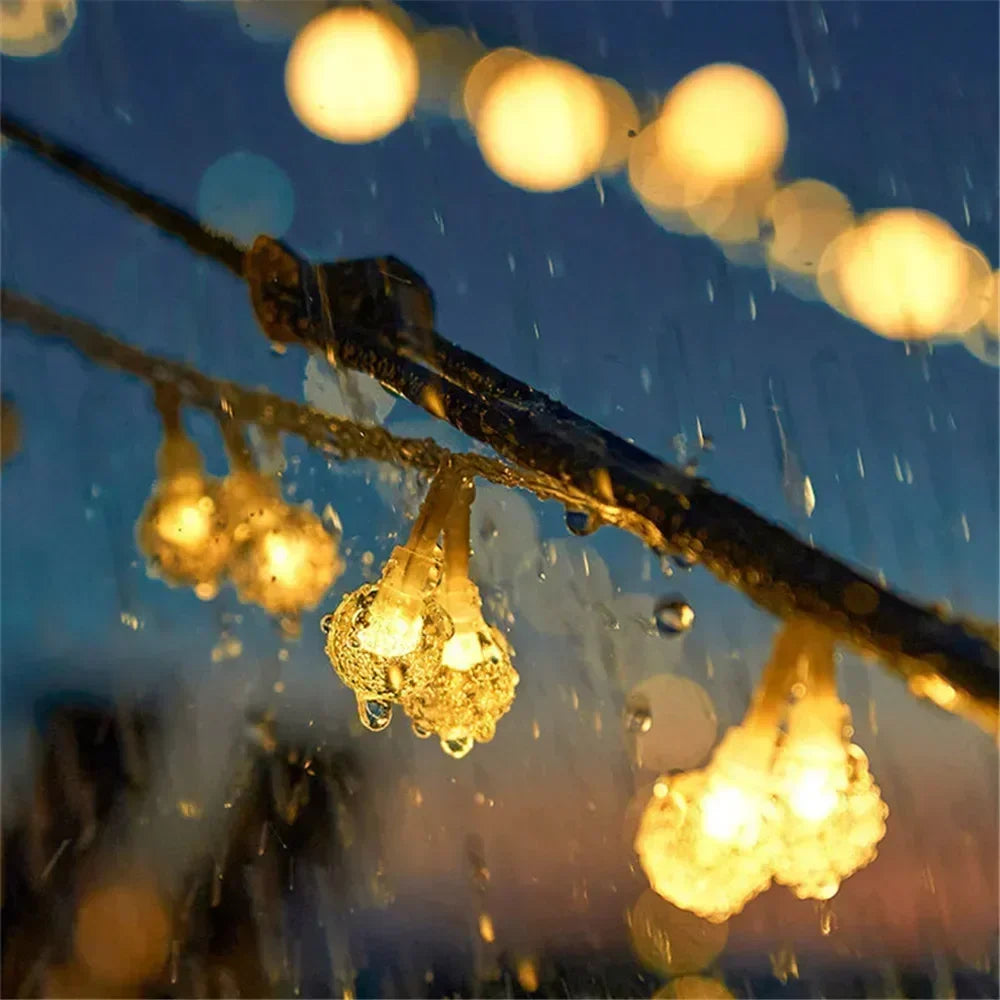 Guirnalda de luces LED solares para exteriores con globos de cristal y 8 modos de iluminación para jardín, patio, fiestas y decoración de árboles. Ramadán Kareem.