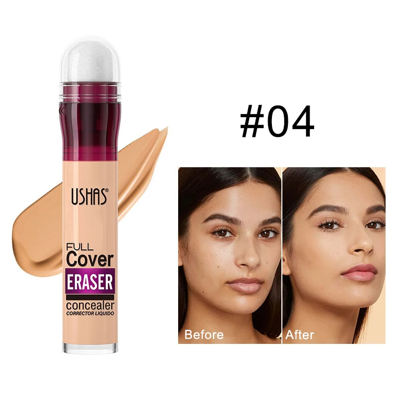 Corrector con cabezal de esponja para ojeras, lágrimas, pecas, acné, pigmentación e imperfecciones, creando una piel de aspecto natural.