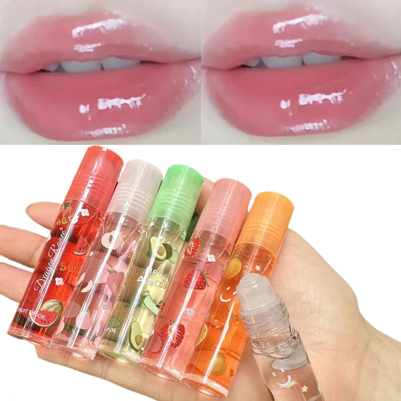 Aceite labial voluminizador transparente de 6 colores, brillo labial con efecto espejo, labial líquido transparente, hidratante, cuidado labial con frutas, maquillaje.