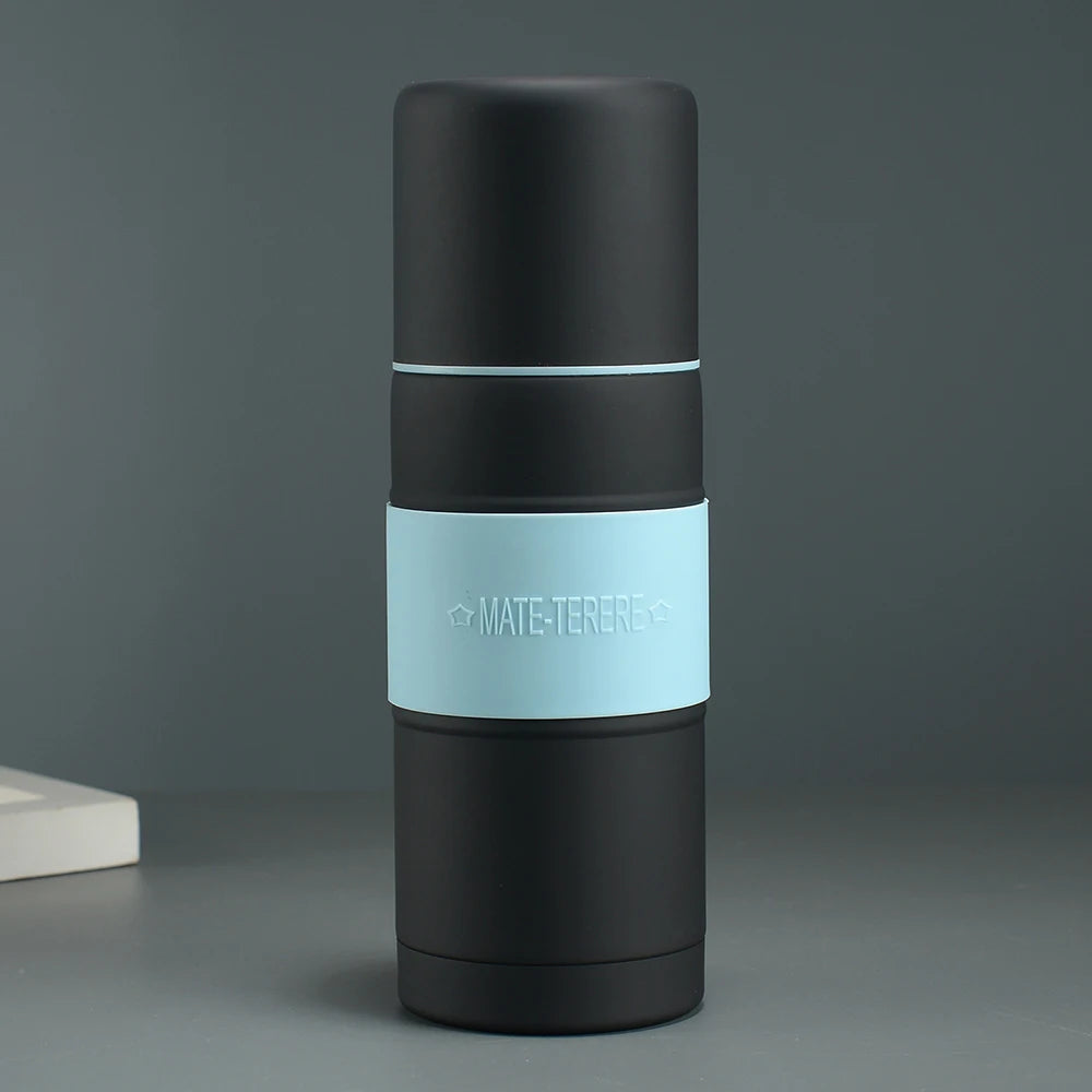 TERMO de acero inoxidable con aislamiento al vacío, portátil con pajita filtrante, para preparar té de hojas sueltas y yerba mate.