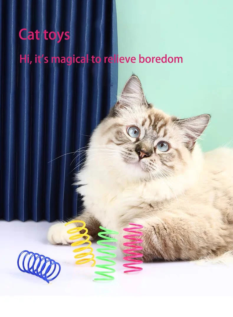 4 piezas de juguetes para gatitos y gatos, juguetes de resorte anchos, duraderos y de calibre grueso para gatos, resortes coloridos, juguetes para mascotas, resortes espirales de bobina para mascotas.